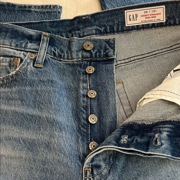 New GAP High Rise Cheeky Straight Size 30 Long medium blue - Picture 4 of 12